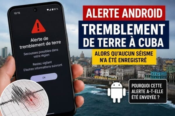 Android earthquake alert received on phones in Cuba on August 18, 2026