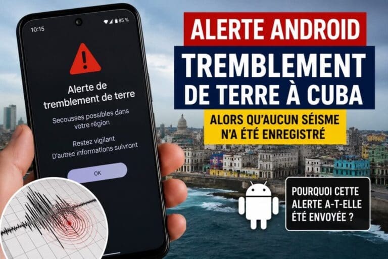Alerte Android de tremblement de terre à Cuba sans séisme confirmé