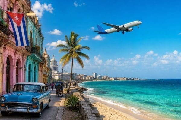 Havana waterfront and Cuban flag illustrating key dates in Cuba's history