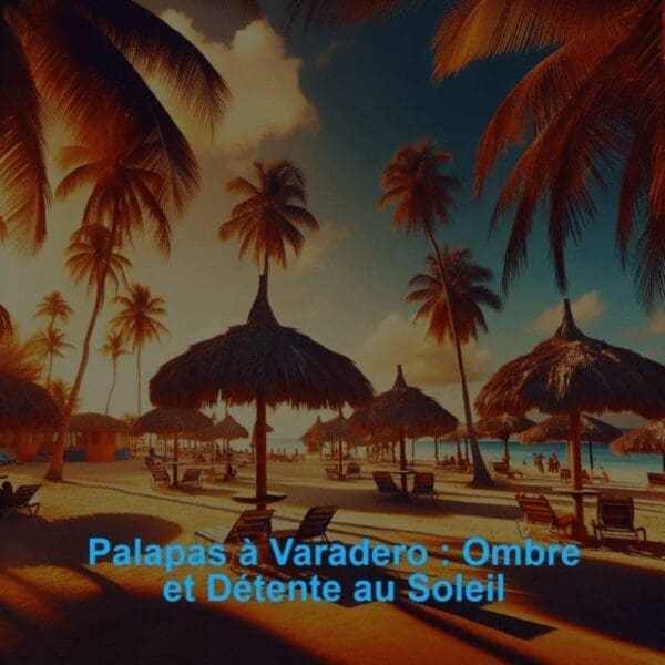 Palapas on Varadero Beach providing shade and seating