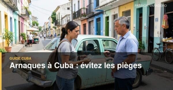 Taxi cubain et voyageur vérifiant le prix d’une course et son argent avant de payer